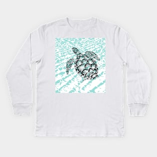 Sea turtle print Kids Long Sleeve T-Shirt